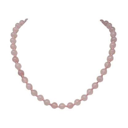 Rose Quartz 8mm Round Beaded Gemstone Necklace 