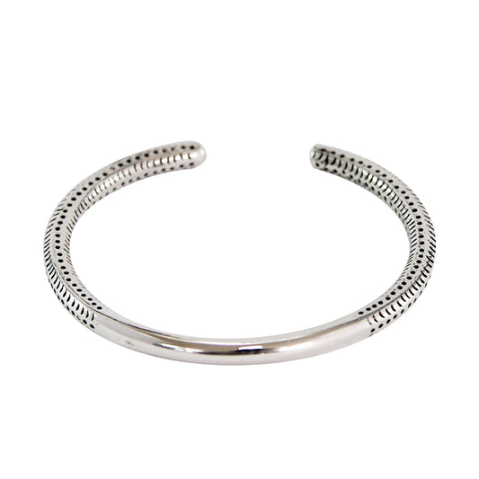 Men's Adjustable Silver Bangle | Solid Sterling Silver Bracelet