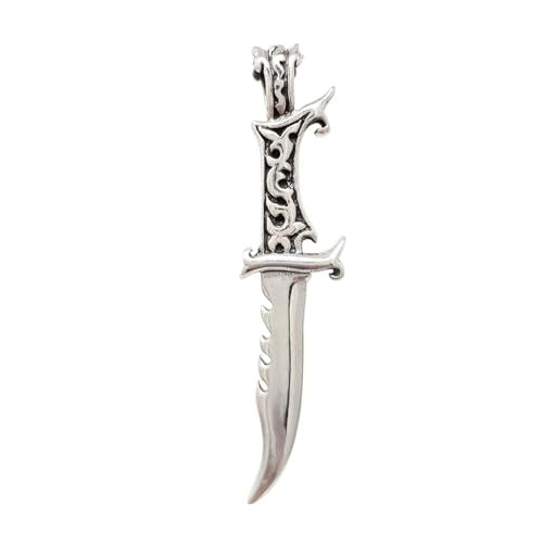 Men's Dagger Pendant Necklace | Large 925 Sterling Silver Pendant Necklace for Men