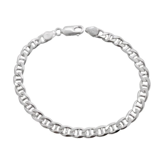 Men's Marina Chain Bracelet | 6.5mm Heavy 925 Sterling Silver Chain, Made in Italy, Length: 21cm