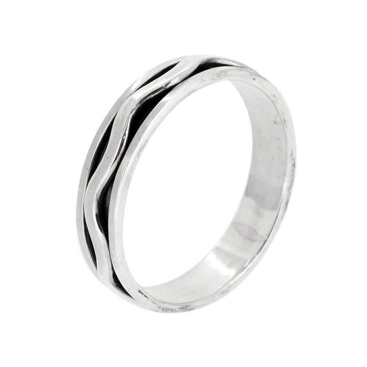 Women's 5mm Hammered Spinner Ring | Solid 925 Sterling Silver Finger Ring for Women