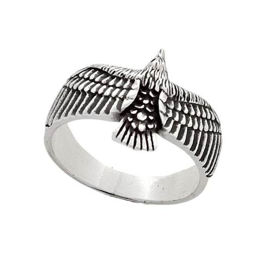 Men's Flying Bird Ring | Chunky 925 Sterling Silver Bold Design Statement Ring