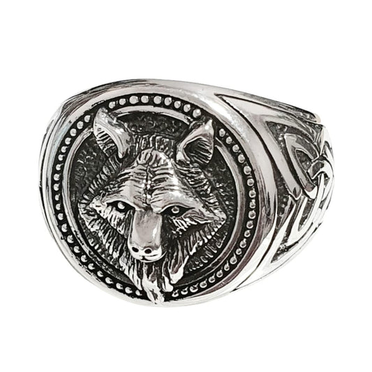 Viking Wolf Ring | Fenrir Skull Design in 925 Sterling Silver for Men, Sizes 9-14