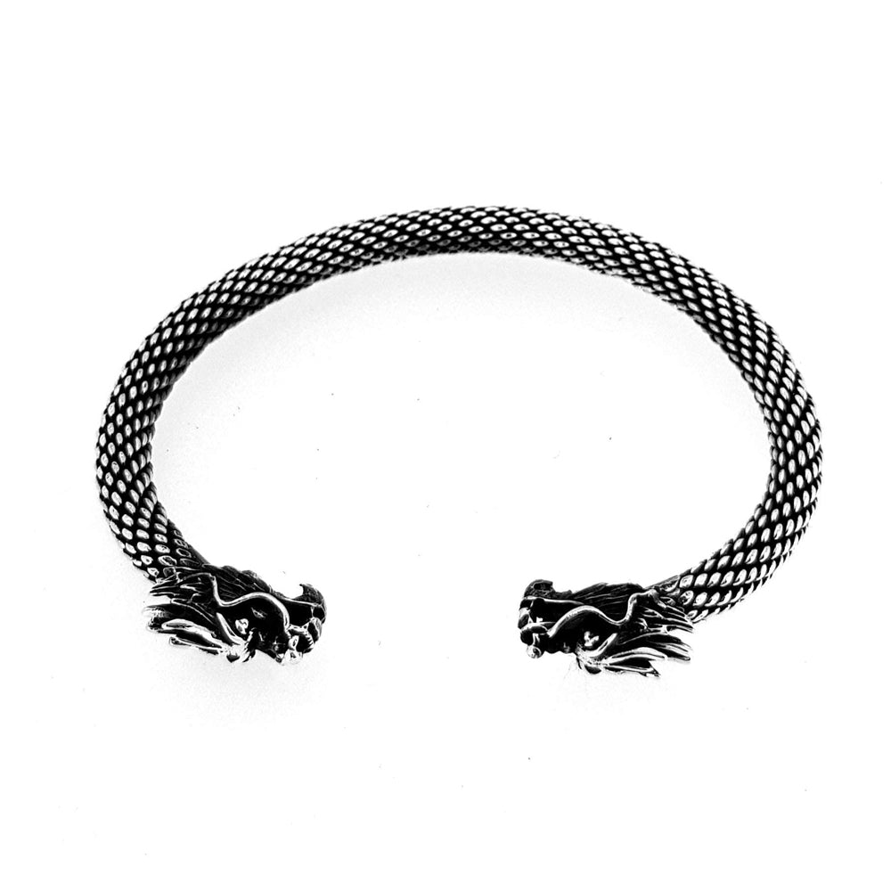 Dragon Head Bangle Bracelet | 925 Sterling Silver Cuff for Men - Ideal Gift