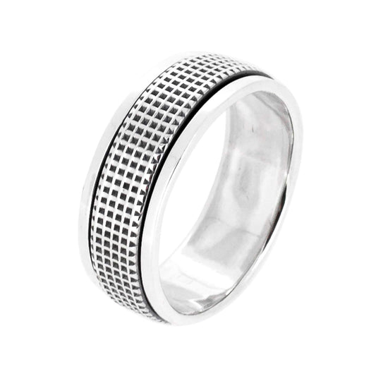 Meditation Spinner Ring | 8MM 925 Sterling Silver Fidget Stress Relief Band