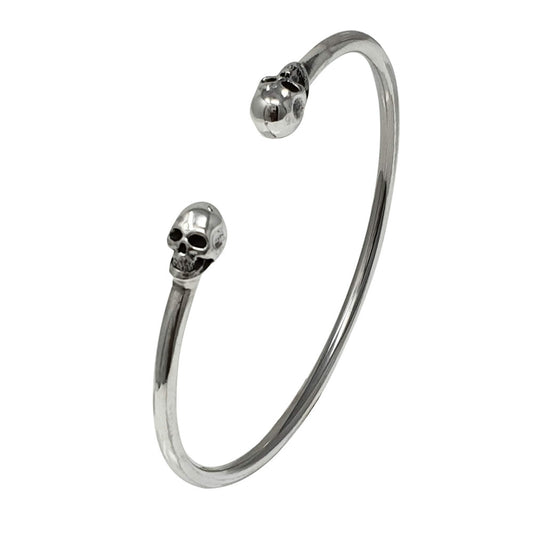 Women's Skull Bangle | Handmade 925 Sterling Silver Skull Bangle Bracelet for Women